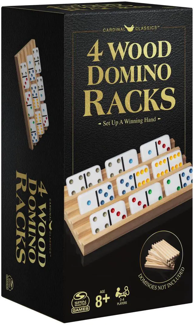 Alt view image 2 of 6 - Spin Master Games Wooden Domino Racks Set of 4 Trays Classic Board Game