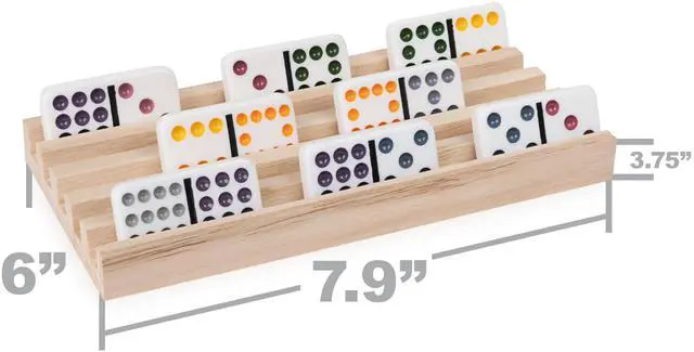 Alt view image 3 of 6 - Spin Master Games Wooden Domino Racks Set of 4 Trays Classic Board Game