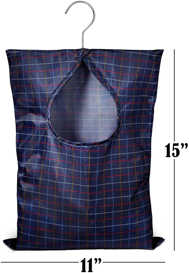 Alt view image 6 of 6 - Handy Laundry Clothespin Bag, 11"x15", Holds 100 Medium Clothespins, Water-Repellent, Hook for Hanging & Sliding on Clothesline, Extra-Large Opening
