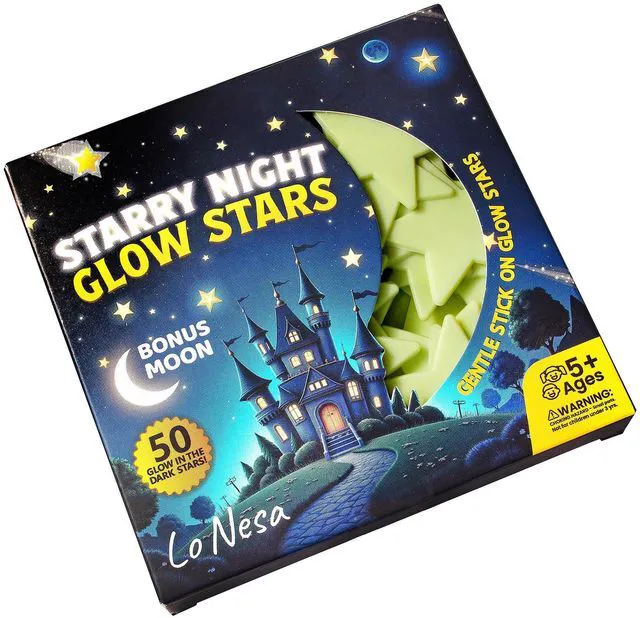 Alt view image 2 of 4 - Starry Night Big & Bright Glow Stars - Extra Large, Extra Strong Glow for Walls & Ceilings - Safe Mounting Putty Included