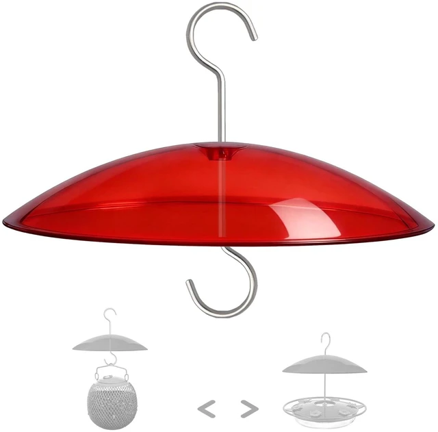 Main image of 8" Mini Plastic Red Rain Cover Weather Guard Baffle Dome for Bird Feeder