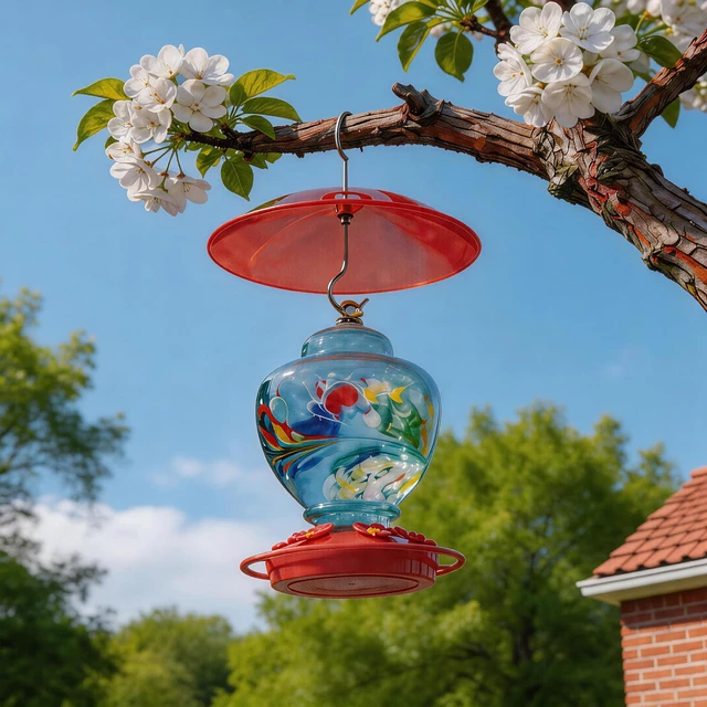 Alt view image 4 of 7 - 8" Mini Plastic Red Rain Cover Weather Guard Baffle Dome for Bird Feeder