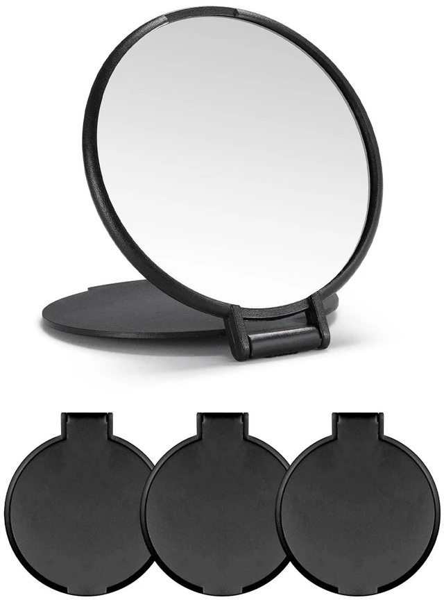Main image of MOMIRA Compact Mirror 3-Pack, 2.4" Dia, Black Purse Mirror