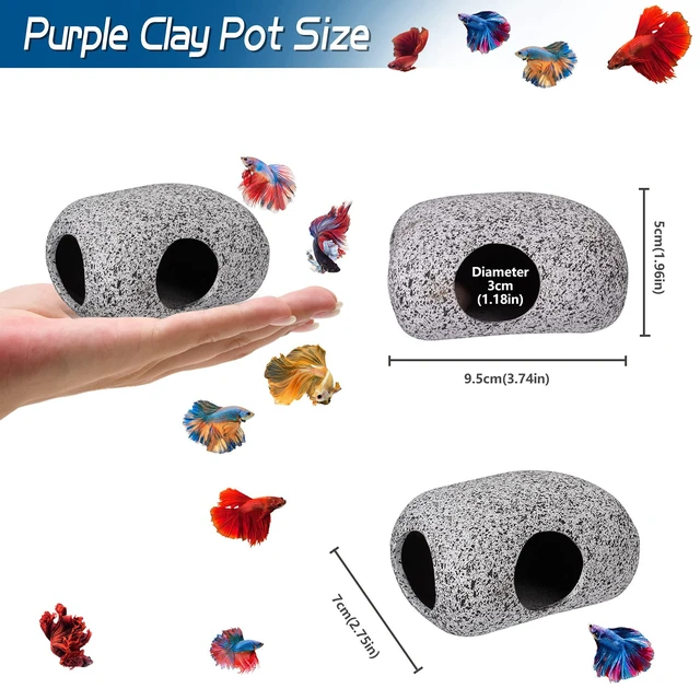 Alt view image 3 of 6 - Ameliade Betta Fish Tank Rock Cave Decor Aquarium Accessories, Small