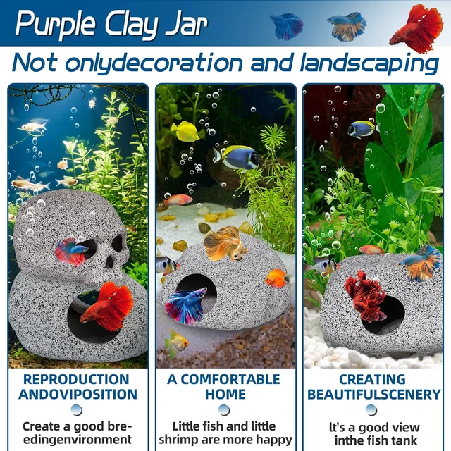 Alt view image 6 of 6 - Ameliade Betta Fish Tank Rock Cave Decor Aquarium Accessories, Small