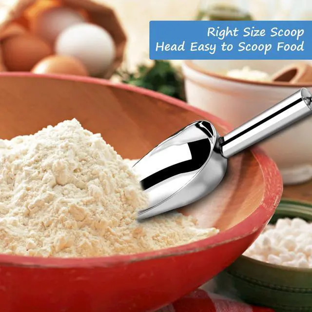 Alt view image 3 of 6 - 6 Ounce Stainless Steel Ice Scoop, Multipurpose Small Scoop for Kitchen, Freezer, Bar, Wedding, Party, Sugar, Flour, Pet Food, Popcorn, Dry Goods, Dishwasher Safe