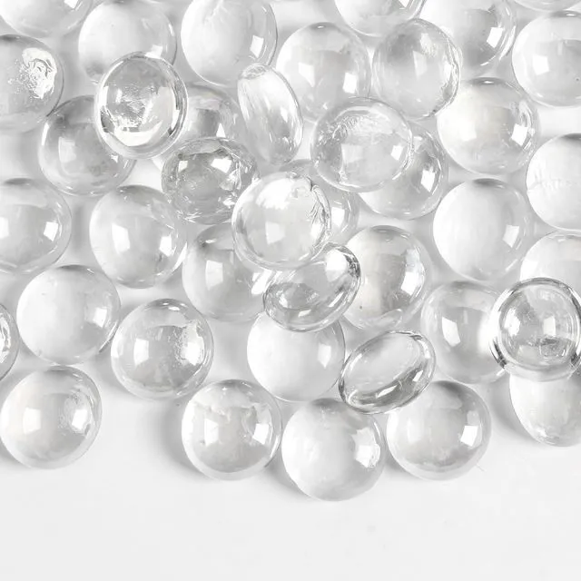 Main image of 5lb Clear Glass Beads, Pebbles, and Flat Glass Marbles for Vase Filler, Flower, Candle, Crafts, Centerpieces, and Wedding Decoration