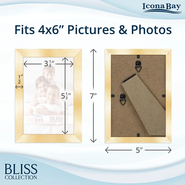 Alt view image 5 of 7 - Icona Bay 4x6 Gold Picture Frame Engineered Wood Bliss Collection