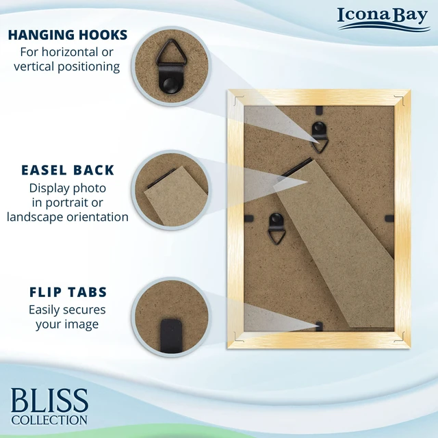 Alt view image 6 of 7 - Icona Bay 4x6 Gold Picture Frame Engineered Wood Bliss Collection