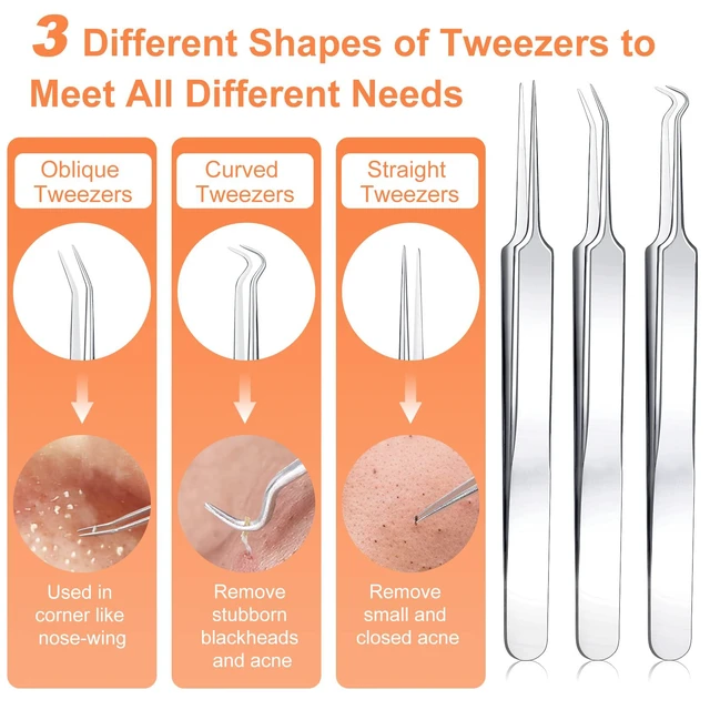 Alt view image 2 of 7 - IUMAKEVP 15 PCS Professional Stainless Steel Blackhead Remover Comedone Extractor Tool Kit, Acne Removal Kit with Metal Case (Silver)