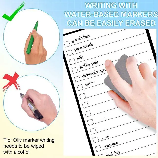 Alt view image 4 of 7 - Magnetic Dry Erase White Board 7-Piece 4'x11' Multifunctional Weekly Planner To-Do List Chore Chart for Refrigerator