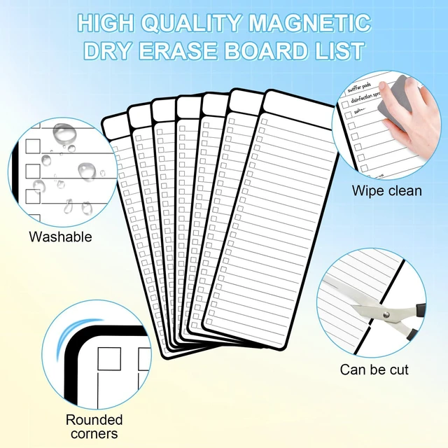 Alt view image 3 of 7 - Magnetic Dry Erase White Board 7-Piece 4'x11' Multifunctional Weekly Planner To-Do List Chore Chart for Refrigerator