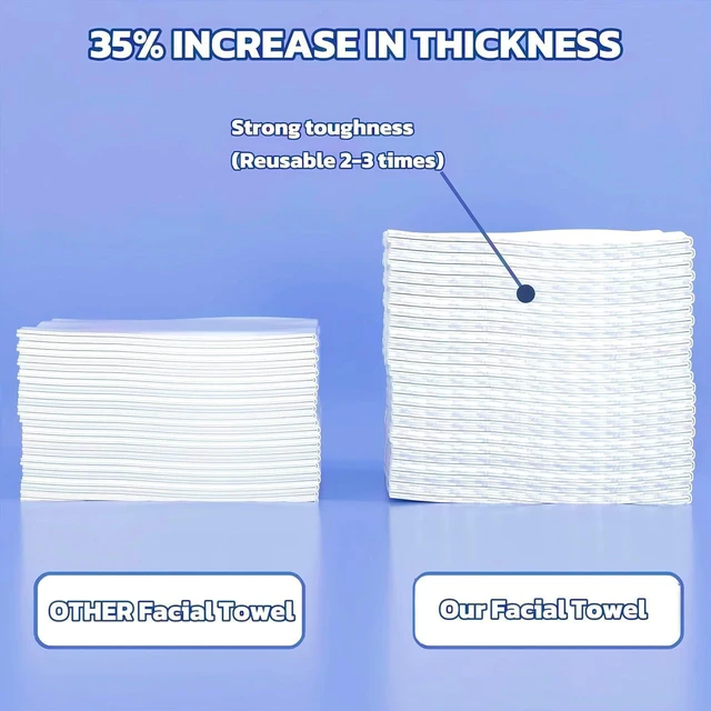 Alt view image 3 of 7 - Disposable Soft Cotton Face Towels 100 Count, Thickened Dry Wipes for Cleansing, Makeup Remover and Skincare
