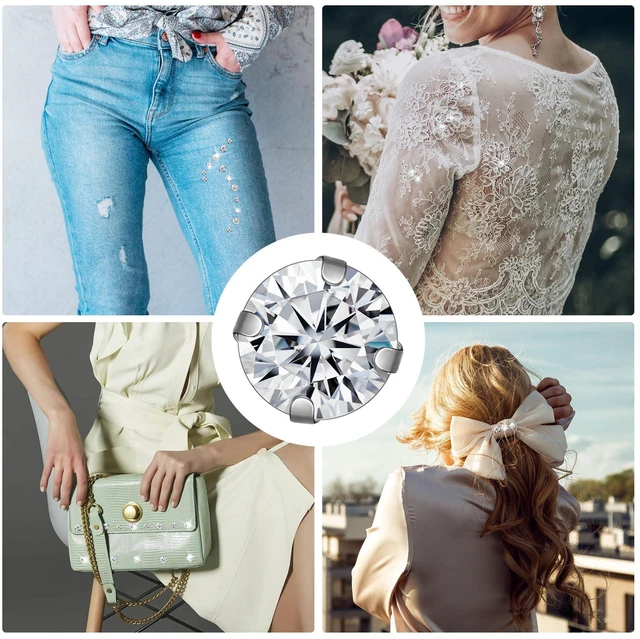 Alt view image 4 of 7 - PAGOW 140 Pcs Sew On Rhinestones with Silver Claw, Embellishments for Wedding Dress, Bags, Shoes, 7 Sizes