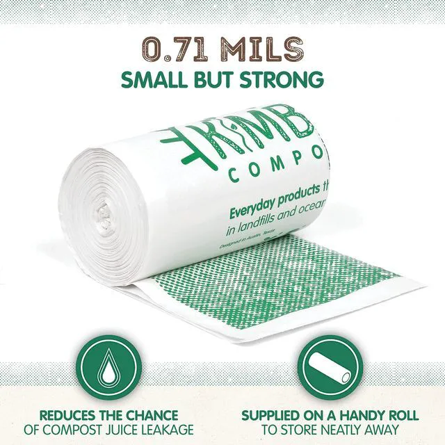 Alt view image 4 of 6 - KC's 3-Gallon Compostable Trash Bags with Drawstring, 100 Count Roll, Small, Certified ASTM D6400 & OK Compost HOME, for Bathroom, Bedroom, Office & Food Scraps