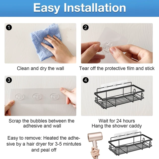 Alt view image 6 of 7 - Upgraded Shower Caddy Adhesive Replacement, Strong Adhesive Hooks, Waterproof Shower Adhesive Strips for Shower Organizer and Kitchen Racks, 5 Pcs (Triple Hooks)
