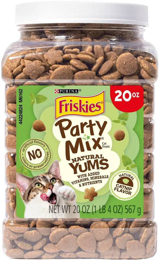 Main image of Purina Friskies Party Mix Natural YUMS Catnip Cat Treats, 20oz Canister