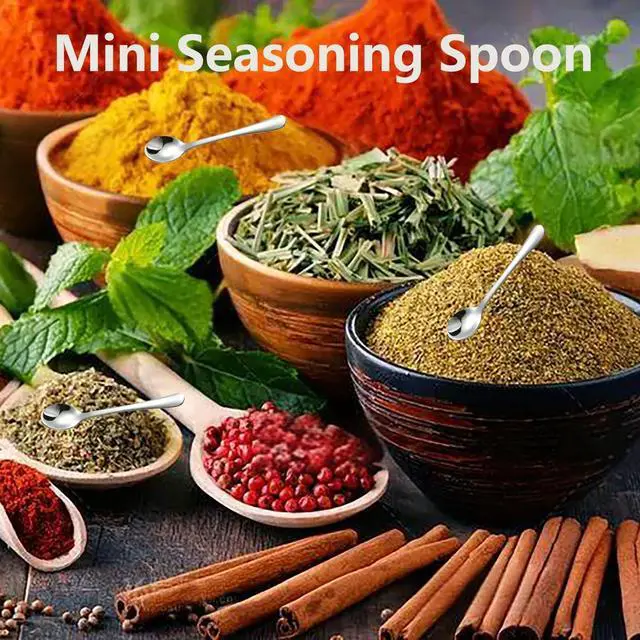 Alt view image 4 of 7 - 4 PCS Stainless Steel Mini Spoons for Spices Jars, 2.87", Salt, Sugar, Pepper, Honey