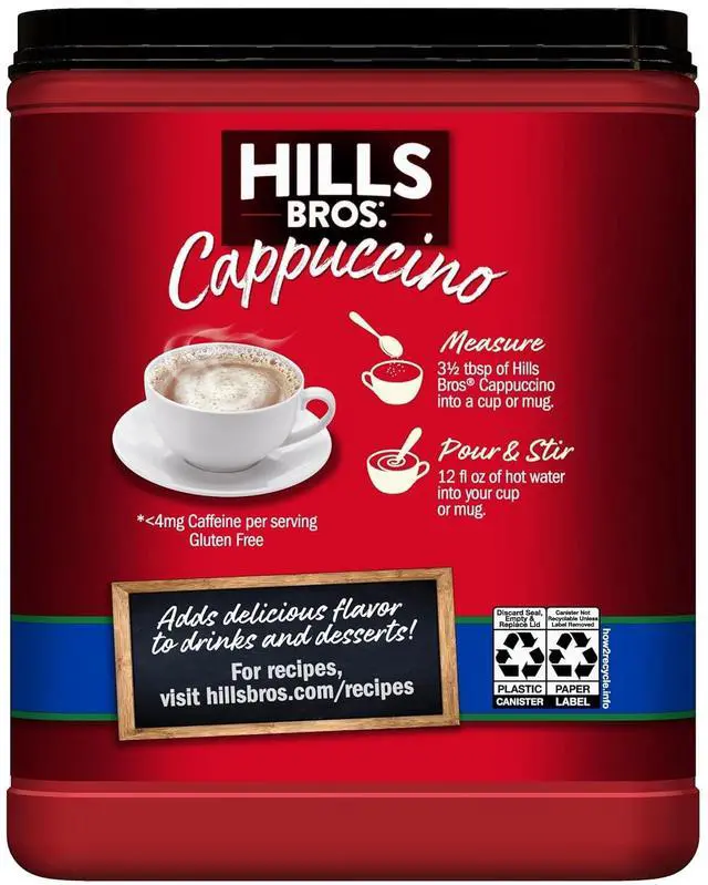 Alt view image 6 of 6 - Hills Bros. Cappuccino Mix Decaf French Vanilla 16OZ