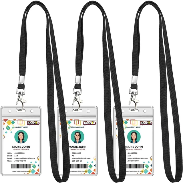 Main image of Koorito 3 Pack Clear ID Badge Holder with Lanyard