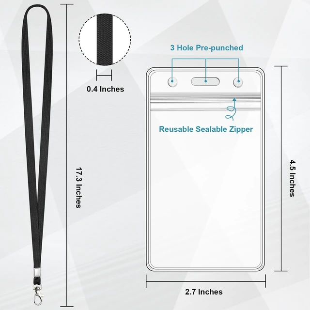 Alt view image 2 of 7 - Koorito 3 Pack Clear ID Badge Holder with Lanyard