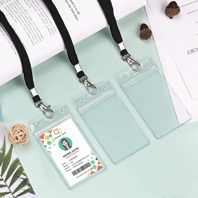 Alt view image 6 of 7 - Koorito 3 Pack Clear ID Badge Holder with Lanyard