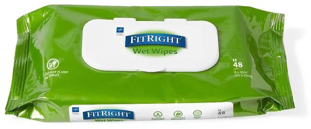 Alt view image 4 of 6 - Medline FitRight Aloe Personal Cleansing Cloth Wipes, Scented, Pack of 48, 8x10Inch, Adult Large Incontinence Wipes