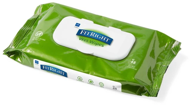 Alt view image 5 of 6 - Medline FitRight Aloe Personal Cleansing Cloth Wipes, Scented, Pack of 48, 8x10Inch, Adult Large Incontinence Wipes