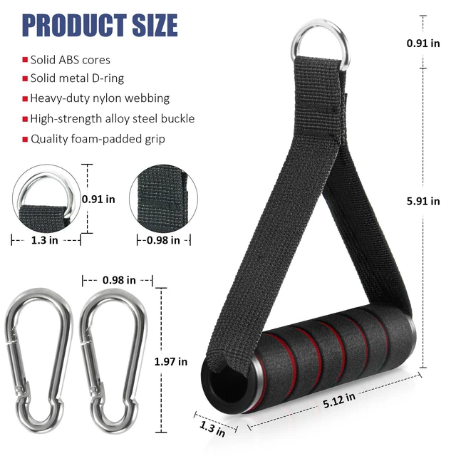 Alt view image 7 of 7 - 2 Pack Upgraded Exercise Handles for Cable Machine Attachments, Strength Training, Pilates, Home Gym, Resistance Bands, Heavy Duty Workout Accessories
