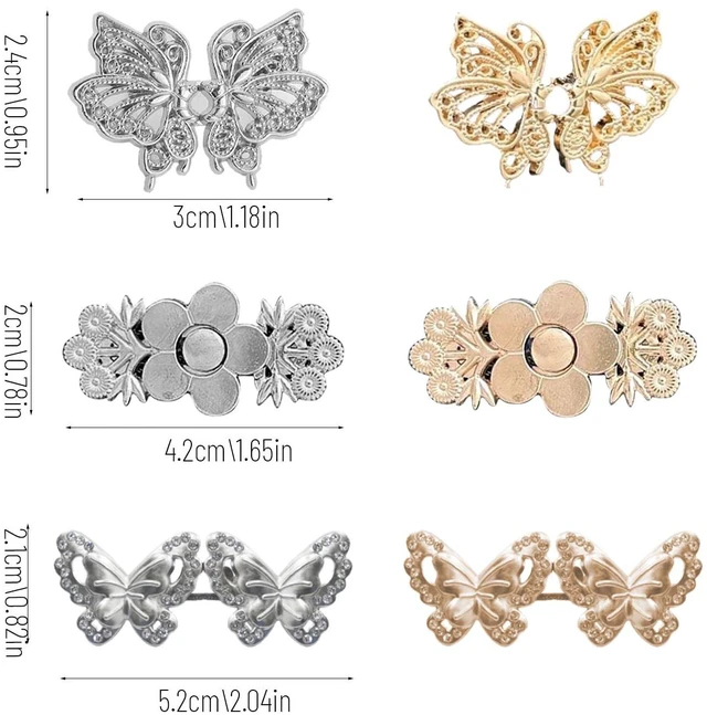 Alt view image 4 of 6 - 6 Sets Butterfly Waist Tightener Buttons Pins for Loose Jeans, Dresses, Skirts, Reusable Cincher Clips, No Sewing Detachable Decorative Buckles Accessories