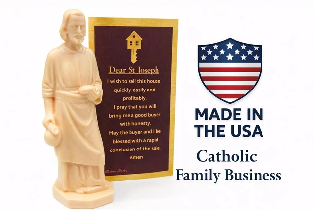 Alt view image 3 of 7 - St Joseph House Selling Statue Kit USA Made with Double Sided Prayer Card