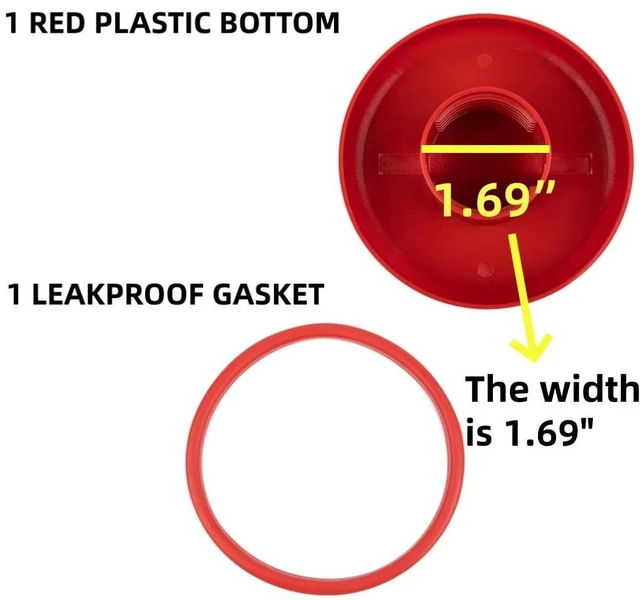 Alt view image 5 of 6 - Hummingbird Feeder Accessories Set Replacement Plastic Base and Seal Ring, Red