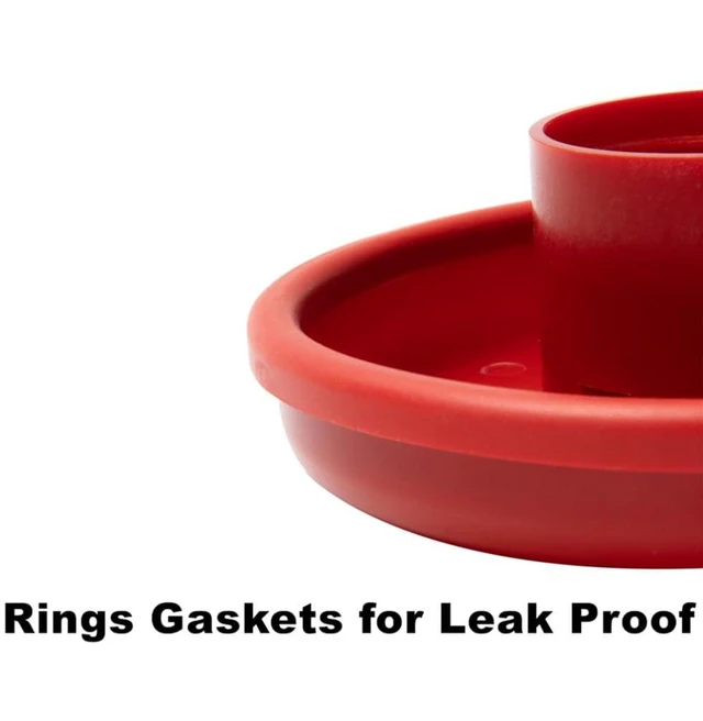 Alt view image 3 of 6 - Hummingbird Feeder Accessories Set Replacement Plastic Base and Seal Ring, Red