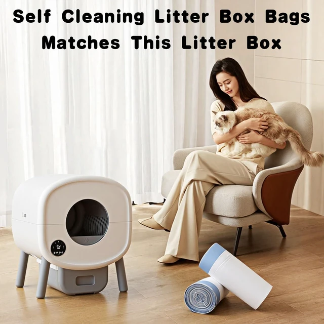 Alt view image 4 of 7 - 40-Pack Heavy Duty Cat Litter Box Liners for Fsitego & Fumoi Self-Cleaning Litter Boxes, Extra Thick with Drawstring, Leakproof