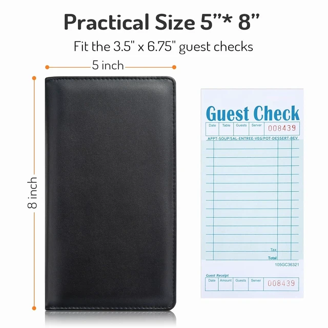 Alt view image 3 of 6 - Forvencer Server Book With 2 Zipper Pockets for Waitress