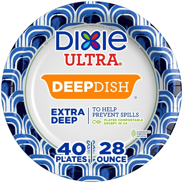 Main image of Dixie Ultra Deep Dish Disposable Paper Plates, 40 Count, 28 oz