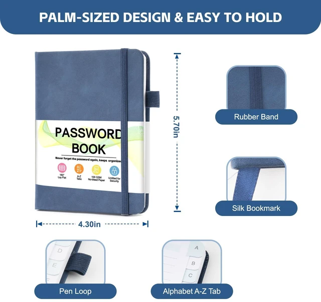 Alt view image 2 of 6 - MOSA BEAR Password Keeper Book with Alphabetical Tabs, 4.3"x5.7", Dark Blue