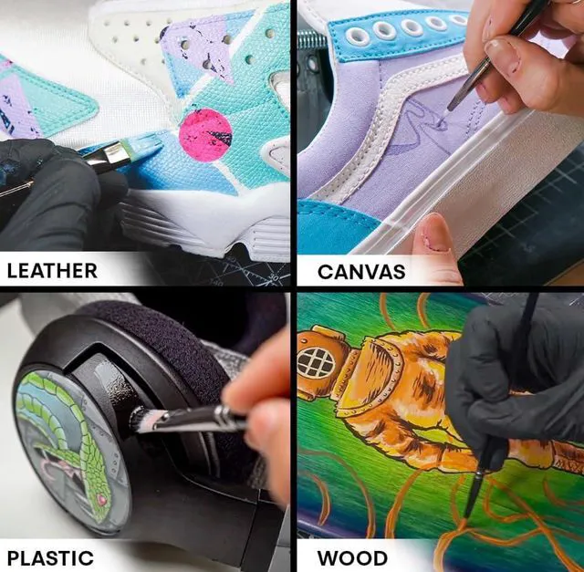 Alt view image 5 of 6 - Angelus Acrylic Leather Paint 1 Fl Oz Black - Professional Flexible, Crack, Scratch, Peel Resistant for Shoes, Sneakers, Canvas, Furniture and Other Leather Projects