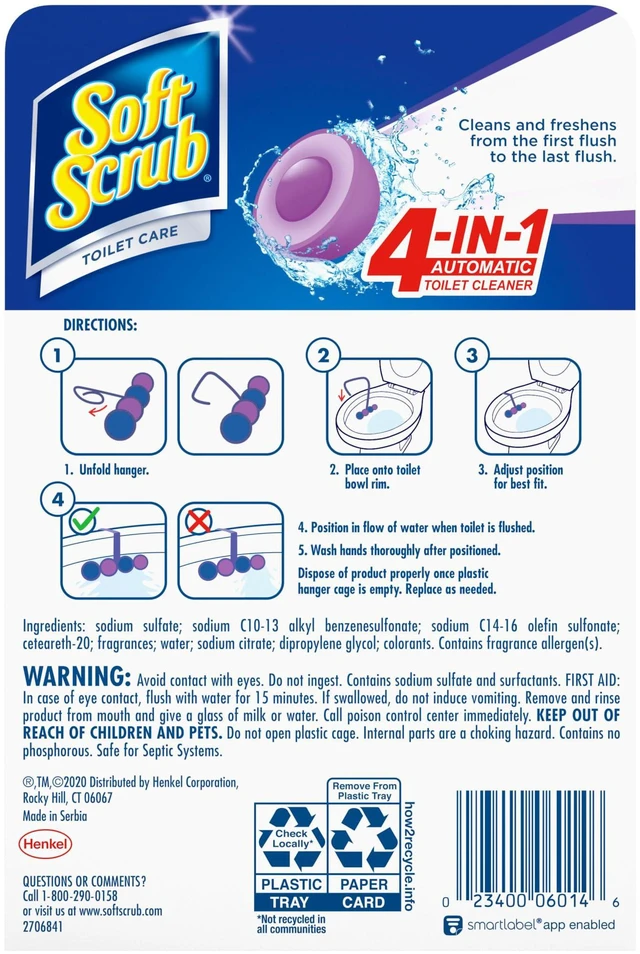 Alt view image 5 of 6 - Soft Scrub 4-in-1 Rim Hanger Toilet Bowl Cleaner, Lavender, 2 Count