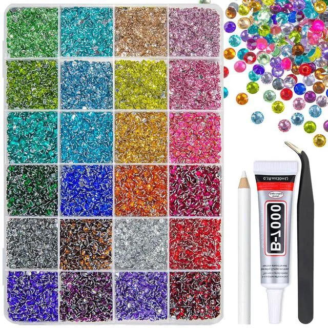Main image of Qiipii 24 Color 13800pcs 3mm Crystal Resin Flatback Rhinestones for Bedazzling, Crafting, Nails, Eyes, Face Makeup, Tumblers, Bottles, DIY Crafts, Clothes, Shoes, Phones