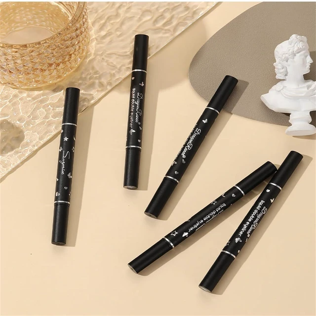 Alt view image 7 of 7 - 5Pcs Double-Headed Liquid Eyeliner Stamp Pencil Set, Winged Long-Lasting Black Tattoo Eye Liner Shapes Heart/Flower/Star/Butterfly/Cone for Women