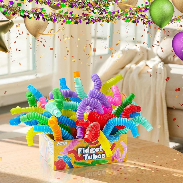 Alt view image 6 of 7 - JOYIN 18 Pack Pop Tubes (Small) Sensory Fidget Toys Party Favors - 9 Colors - Prizes Goodie Bags Classroom School Reward