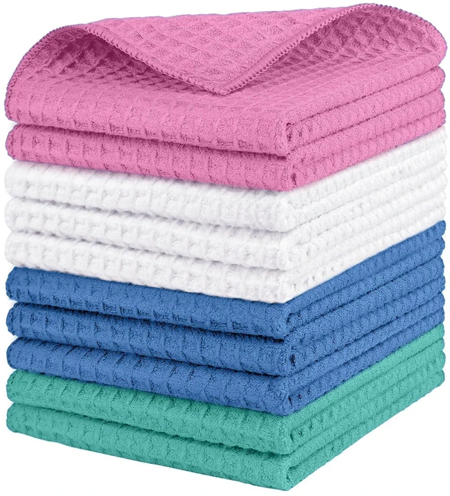Main image of HOMEXCEL Waffle Weave Microfiber Towel 10-Pack 12x12in