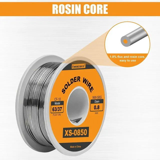 Alt view image 7 of 7 - 63/37 Solder Wire 0.8mm 50g, High Purity No-Wash Tin-Lead Rosin Cored with 1.8% Flux for Electric Soldering