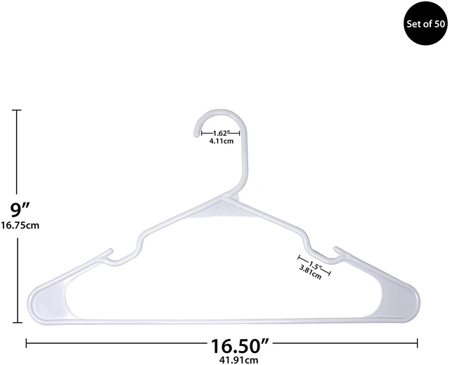 Alt view image 2 of 5 - Mainstays Plastic Clothes Hangers, White, 50-Count