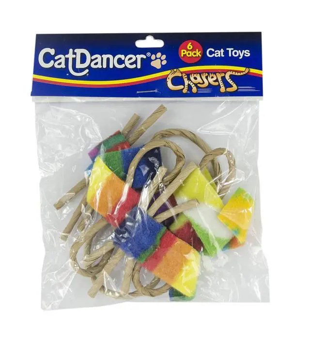 Alt view image 5 of 5 - Cat Dancer Products Cat Chaser with Colorful Fleece, Interactive Toy for Exercise (Pack of 6), 4x1.5x1Inches