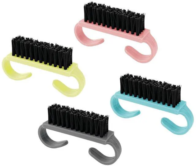 Main image of 4 Pack Travel Size Multicolor Mini Handle Grip Nail Brushes for Cleaning Fingernails and Toes