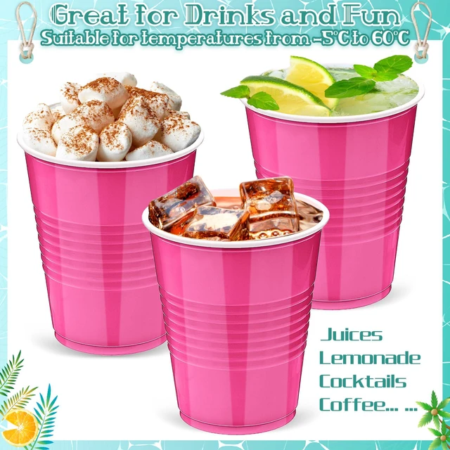 Alt view image 4 of 6 - Kochorie 50 Pack Hot Pink Disposable Plastic Cups 12 oz Drinking Cups for Party Wedding Birthday Graduation Christmas Picnic Events