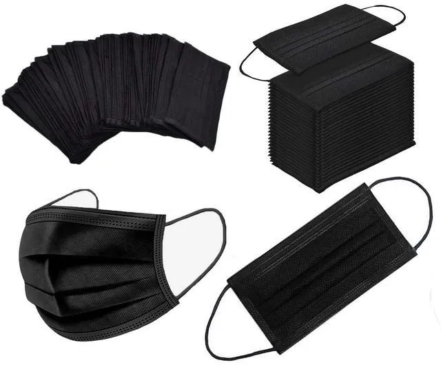 Alt view image 2 of 4 - NNPCBT 100PCS 3 Ply Black Disposable Face Mask Filter Protection