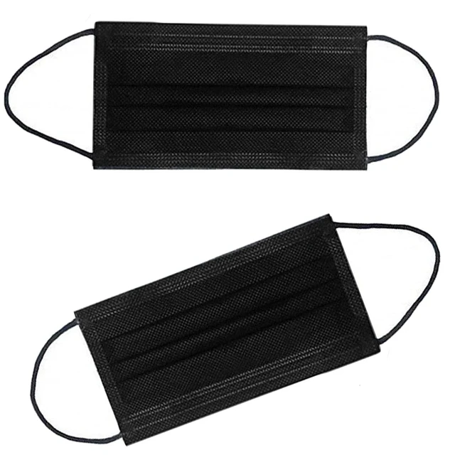 Alt view image 4 of 4 - NNPCBT 100PCS 3 Ply Black Disposable Face Mask Filter Protection